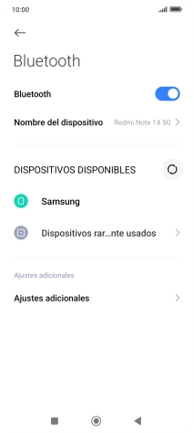 Pulsa el dispositivo Bluetooth deseado y sigue las indicaciones de la pantalla para vincular el dispositivo al teléfono. Pulsa el dispositivo Bluetooth deseado y sigue las indicaciones de la pantalla para vincular el dispositivo al teléfono.