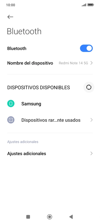 Pulsa el dispositivo Bluetooth deseado y sigue las indicaciones de la pantalla para vincular el dispositivo al teléfono. Pulsa el dispositivo Bluetooth deseado y sigue las indicaciones de la pantalla para vincular el dispositivo al teléfono.