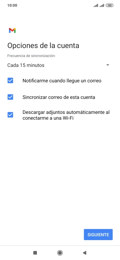 Si aparece en la pantalla esta imagen, tu cuenta de correo electrónico ha sido reconocida y configurada automáticamente. Sigue las indicaciones de la pantalla para introducir más información y terminar la configuración. Si aparece en la pantalla esta imagen, tu cuenta de correo electrónico ha sido reconocida y configurada automáticamente. Sigue las indicaciones de la pantalla para introducir más información y terminar la configuración.