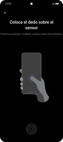 Sigue las indicaciones de la pantalla para crear una huella digital como código de seguridad. Sigue las indicaciones de la pantalla para crear una huella digital como código de seguridad.