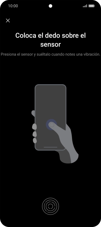 Sigue las indicaciones de la pantalla para crear una huella digital como código de seguridad. Sigue las indicaciones de la pantalla para crear una huella digital como código de seguridad.