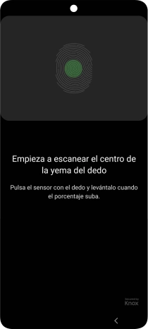 Sigue las indicaciones de la pantalla para crear una huella digital como código de seguridad. Sigue las indicaciones de la pantalla para crear una huella digital como código de seguridad.