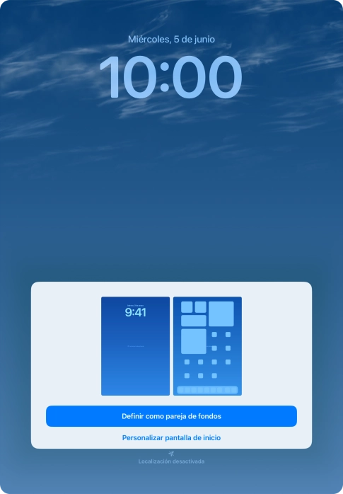 Si deseas utilizar el mismo tema de color en la pantalla de inicio, pulsa Definir como pareja de fondos. Si deseas utilizar el mismo tema de color en la pantalla de inicio, pulsa Definir como pareja de fondos.
