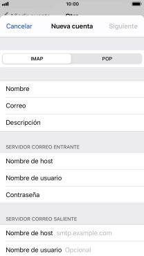 Pulsa Nombre de host e introduce smtp.vodafone.es. Pulsa Nombre de host e introduce smtp.vodafone.es.