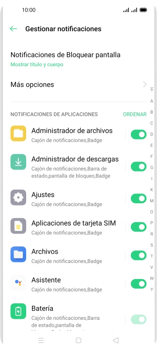 Pulsa el indicador junto a las apps deseadas para activar o desactivar la función. Pulsa el indicador junto a las apps deseadas para activar o desactivar la función.