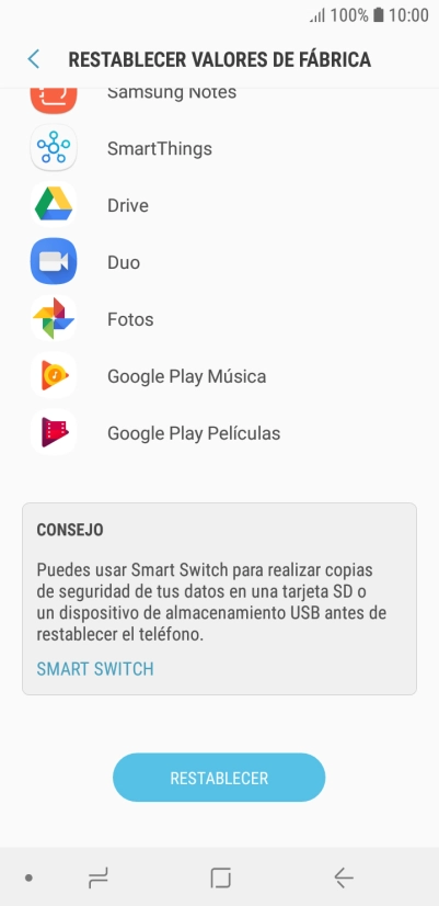 Pulsa RESTABLECER. Pulsa RESTABLECER.