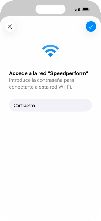 Introduce la contraseña de la red wifi y pulsa el icono de aceptar. Introduce la contraseña de la red wifi y pulsa el icono de aceptar.