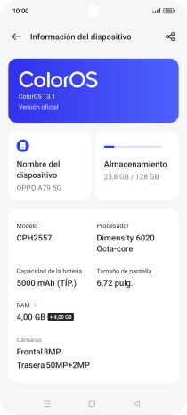 Pulsa ColorOS. Si hay una versión de software nueva disponible, aparecerá ahora en la pantalla. Sigue las indicaciones de la pantalla para actualizar el software del teléfono. Pulsa ColorOS. Si hay una versión de software nueva disponible, aparecerá ahora en la pantalla. Sigue las indicaciones de la pantalla para actualizar el software del teléfono.