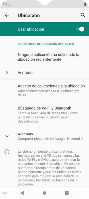 Pulsa Acceso de aplicaciones a la ubicación. Pulsa Acceso de aplicaciones a la ubicación.