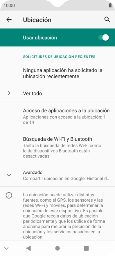 Pulsa Acceso de aplicaciones a la ubicación. Pulsa Acceso de aplicaciones a la ubicación.