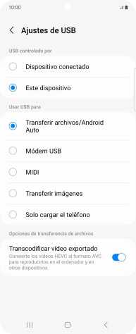 Pulsa Transferir archivos/Android Auto. Pulsa Transferir archivos/Android Auto.
