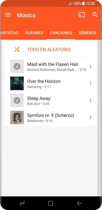 Pulsa el archivo de música deseado. Pulsa el archivo de música deseado.