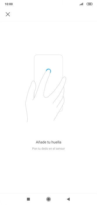 Sigue las indicaciones de la pantalla para crear una huella digital como código de seguridad. Sigue las indicaciones de la pantalla para crear una huella digital como código de seguridad.
