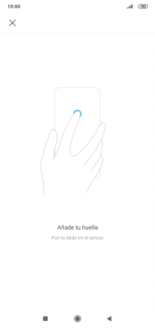 Sigue las indicaciones de la pantalla para crear una huella digital como código de seguridad. Sigue las indicaciones de la pantalla para crear una huella digital como código de seguridad.