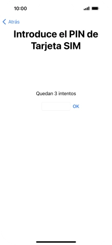 Si es necesario desbloquear la tarjeta SIM, introduce el código PIN y pulsa OK. Si es necesario desbloquear la tarjeta SIM, introduce el código PIN y pulsa OK.