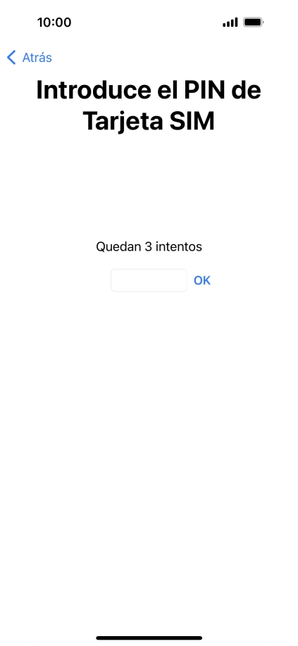 Si es necesario desbloquear la tarjeta SIM, introduce el código PIN y pulsa OK. Si es necesario desbloquear la tarjeta SIM, introduce el código PIN y pulsa OK.