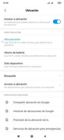 Si seleccionas Alta precisión, el teléfono podrá encontrar tu posición exacta con ayuda de los satélites GPS, la red móvil y una red wifi cercana. El GPS por satélite requiere vista libre al cielo. Si seleccionas Alta precisión, el teléfono podrá encontrar tu posición exacta con ayuda de los satélites GPS, la red móvil y una red wifi cercana. El GPS por satélite requiere vista libre al cielo.