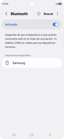Pulsa el dispositivo Bluetooth deseado y sigue las indicaciones de la pantalla para vincular el dispositivo al teléfono. Pulsa el dispositivo Bluetooth deseado y sigue las indicaciones de la pantalla para vincular el dispositivo al teléfono.