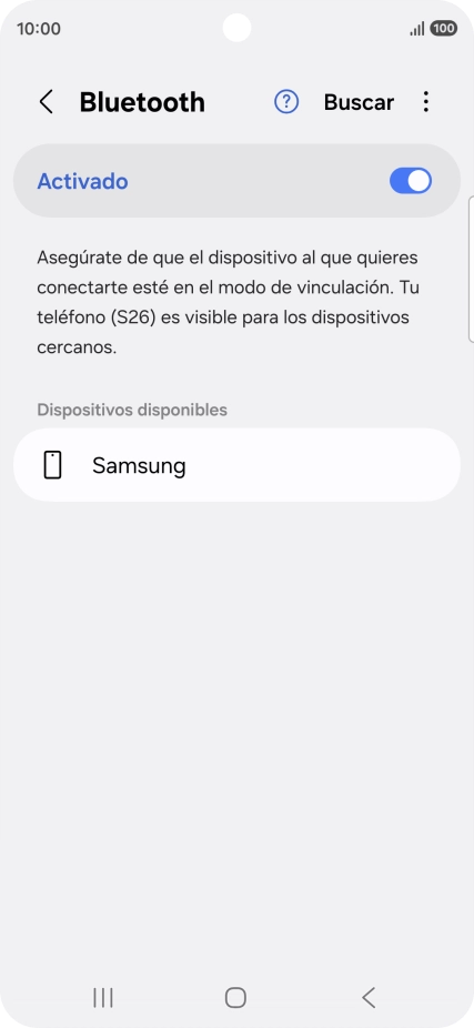 Pulsa el dispositivo Bluetooth deseado y sigue las indicaciones de la pantalla para vincular el dispositivo al teléfono. Pulsa el dispositivo Bluetooth deseado y sigue las indicaciones de la pantalla para vincular el dispositivo al teléfono.