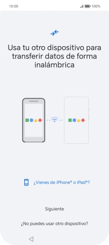 Sigue las indicaciones de la pantalla para transferir contenido desde el otro teléfono y finalizar la activación de tu teléfono. Sigue las indicaciones de la pantalla para transferir contenido desde el otro teléfono y finalizar la activación de tu teléfono.