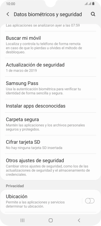 Pulsa Otros ajustes de seguridad. Pulsa Otros ajustes de seguridad.