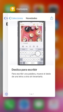 Arrastra hacia arriba la aplicación deseada para cerrarla. Arrastra hacia arriba la aplicación deseada para cerrarla.