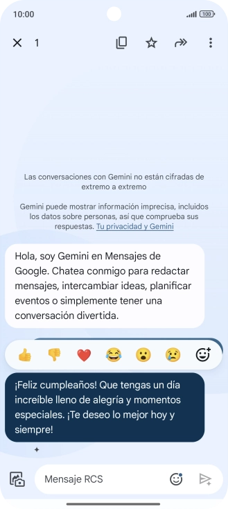 Pulsa la propuesta de texto de Gemini durante unos instantes. Sigue las indicaciones de la pantalla para utilizar el texto propuesto. Pulsa la propuesta de texto de Gemini durante unos instantes. Sigue las indicaciones de la pantalla para utilizar el texto propuesto.