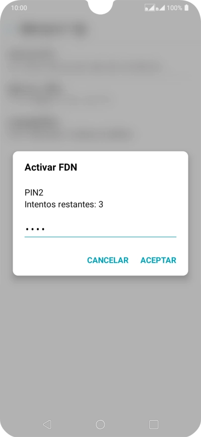 Introduce el código PIN2 y pulsa ACEPTAR. Introduce el código PIN2 y pulsa ACEPTAR.