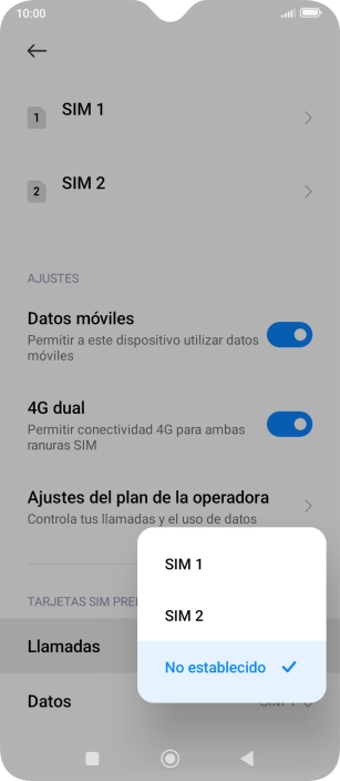 Pulsa el ajuste deseado. Pulsa el ajuste deseado.