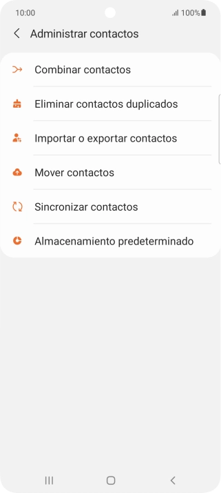 Pulsa Importar o exportar contactos. Pulsa Importar o exportar contactos.