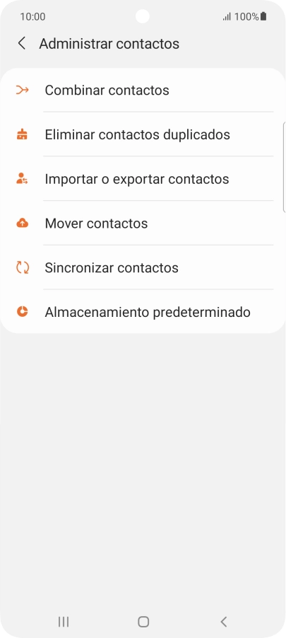 Pulsa Importar o exportar contactos. Pulsa Importar o exportar contactos.