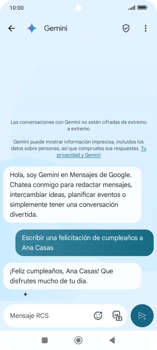 La propuesta de texto de Gemini se visualiza ahora en la pantalla. La propuesta de texto de Gemini se visualiza ahora en la pantalla.
