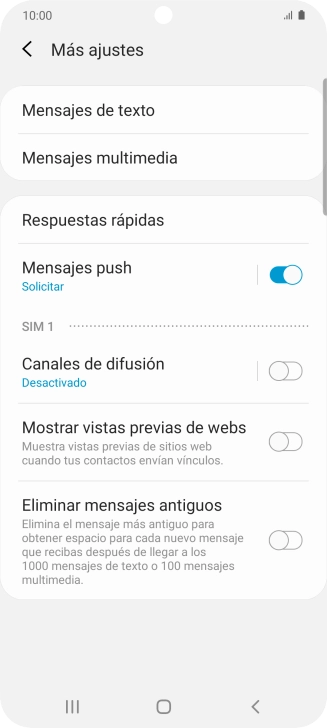 Pulsa Mensajes de texto. Pulsa Mensajes de texto.