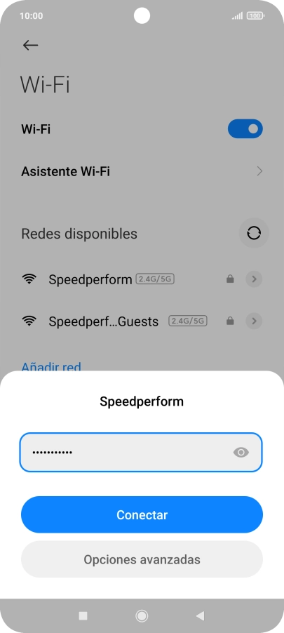 Introduce la contraseña de la red wifi y pulsa Conectar. Introduce la contraseña de la red wifi y pulsa Conectar.