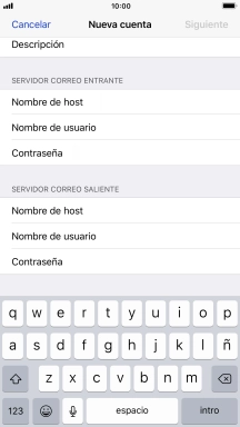 Pulsa Nombre de host e introduce smtp.vodafone.es. Pulsa Nombre de host e introduce smtp.vodafone.es.