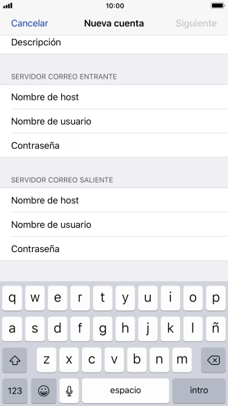 Pulsa Nombre de host e introduce smtp.vodafone.es. Pulsa Nombre de host e introduce smtp.vodafone.es.