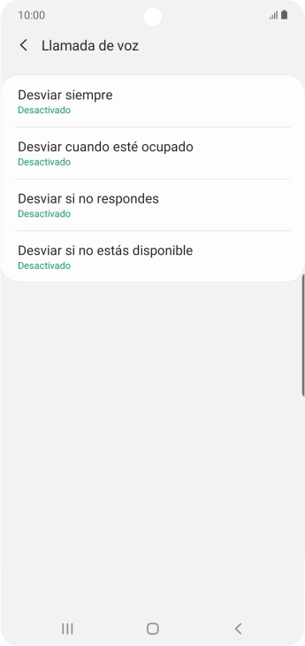 Pulsa el tipo de desvío deseado. Pulsa el tipo de desvío deseado.