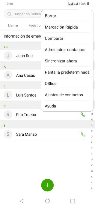 Pulsa Administrar contactos. Pulsa Administrar contactos.