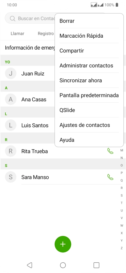 Pulsa Administrar contactos. Pulsa Administrar contactos.