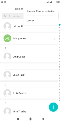 Pulsa Importar/Exportar contactos. Pulsa Importar/Exportar contactos.