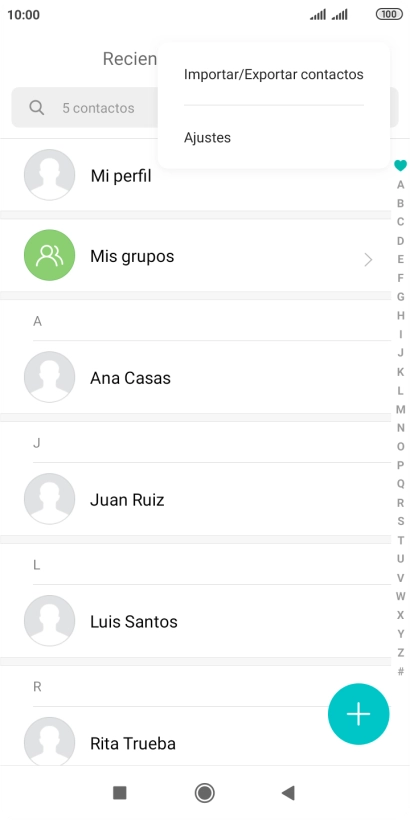 Pulsa Importar/Exportar contactos. Pulsa Importar/Exportar contactos.