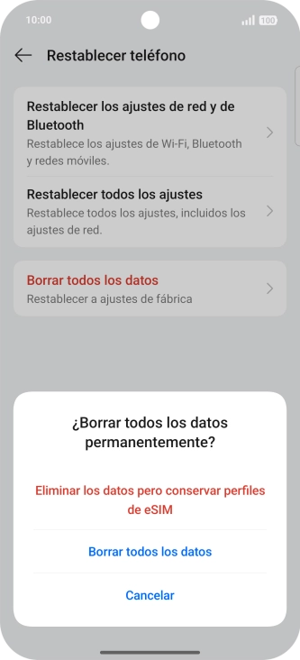 Pulsa el ajuste deseado. Pulsa el ajuste deseado.