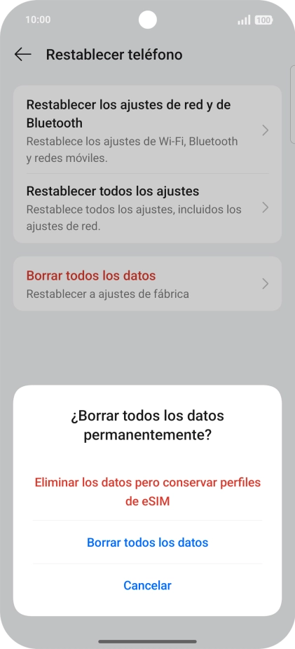 Pulsa el ajuste deseado. Pulsa el ajuste deseado.