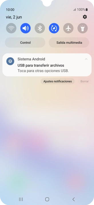 Pulsa Toca para otras opciones USB..