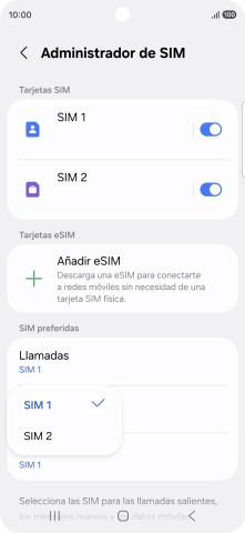 Pulsa la SIM de la línea móvil deseada. Pulsa la SIM de la línea móvil deseada.