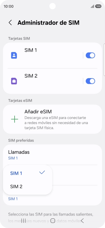 Pulsa la SIM de la línea móvil deseada. Pulsa la SIM de la línea móvil deseada.