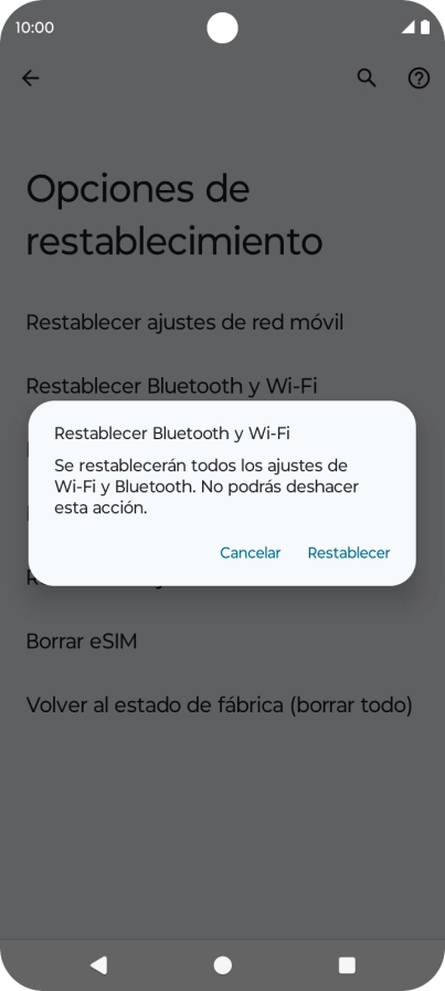 Pulsa Restablecer.