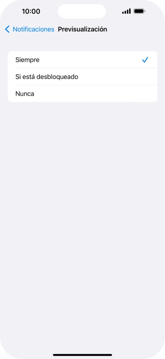 Para seleccionar la vista previa de las notificaciones en la pantalla de bloqueo, pulsa Siempre. Para seleccionar la vista previa de las notificaciones en la pantalla de bloqueo, pulsa Siempre.
