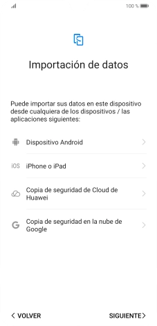Puedes transferir el contenido de otro teléfono cuando activas tu teléfono por primera vez y cuando lo has restablecido. Cuando aparezca en la pantalla del teléfono esta imagen, ya está listo para la transmisión del contenido del otro teléfono.