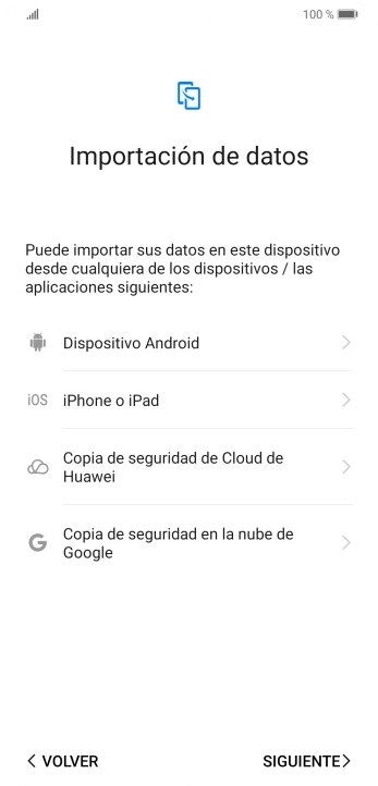 Puedes transferir el contenido de otro teléfono cuando activas tu teléfono por primera vez y cuando lo has restablecido. Cuando aparezca en la pantalla del teléfono esta imagen, ya está listo para la transmisión del contenido del otro teléfono.